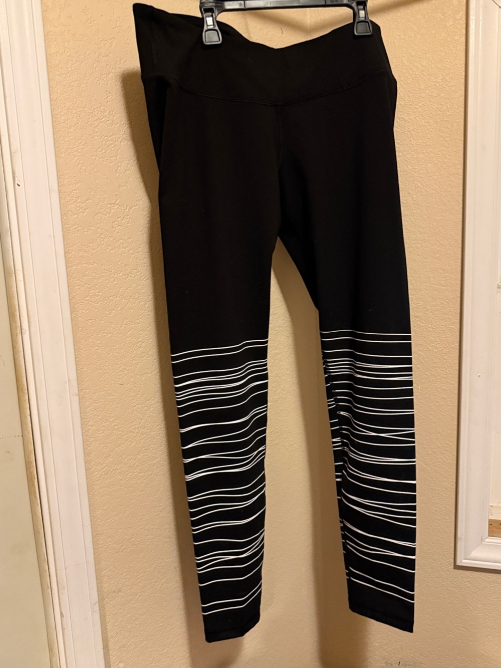 Old Navy Black Leggings with White Stripe Detail